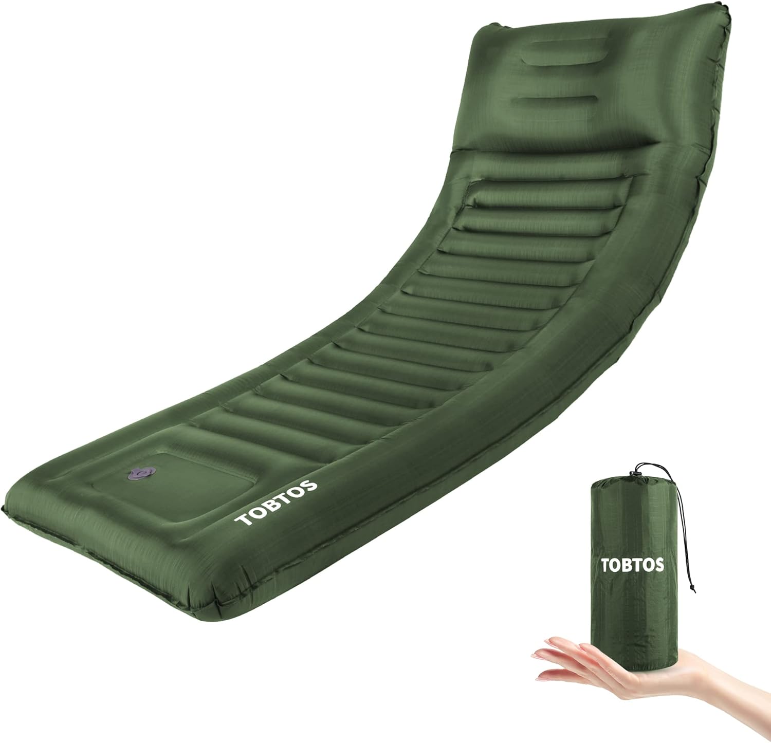 TOBTOS Inflatable Camping Sleeping Pad with Pillow, Thick 6 Inch Ultralight Sleeping Pad with Built-in Pump, Lightweight Sleeping Mat for Camping, Backpacking, Hiking, Tent (Grey)