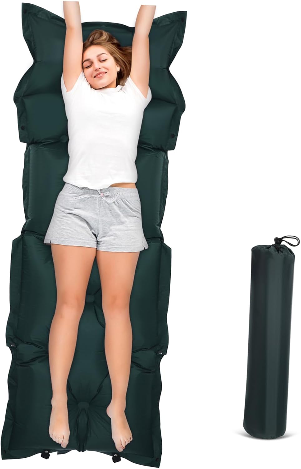 Portable Self Inflating Sleeping Pad for Camping Ultralight Inflatable Mat with Integrated Pillow Skin Friendly Surface for Hiking