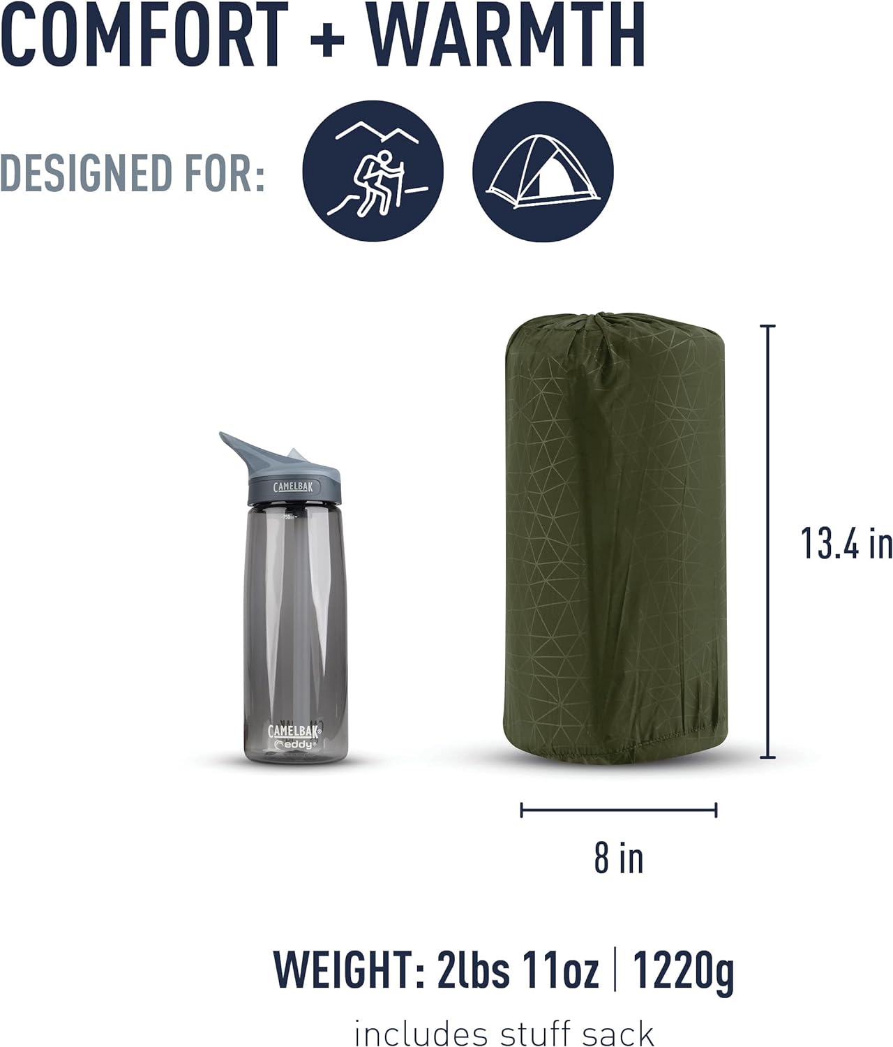 Sea to Summit Camp Plus Self-Inflating Foam Sleeping Mat for Camping, Rectangular - Regular (72 x 25 x 3 inches)