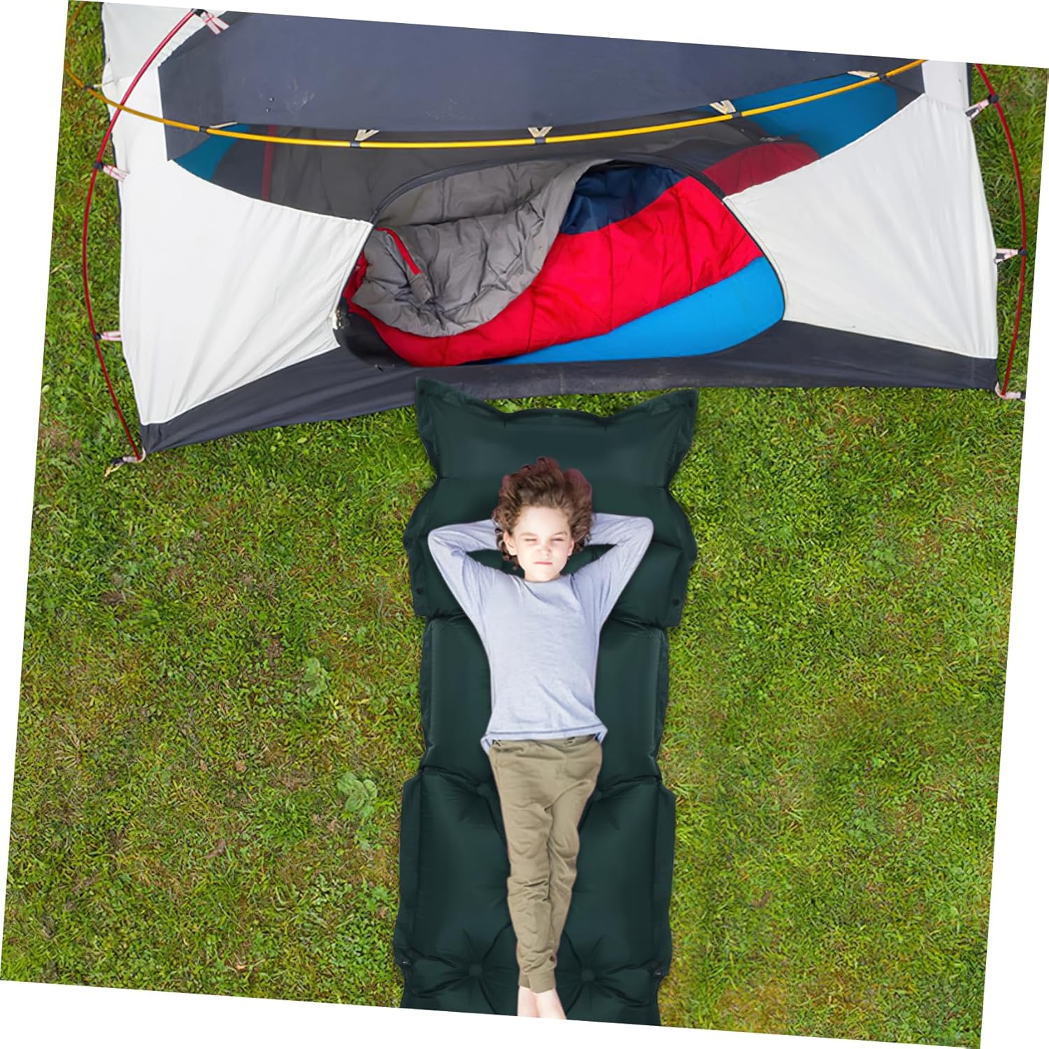Portable Self Inflating Sleeping Pad for Camping Ultralight Inflatable Mat with Integrated Pillow Skin Friendly Surface for Hiking